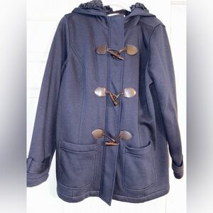 Market & Spruce Women’s Navy Hooded Toggle Pea Coat